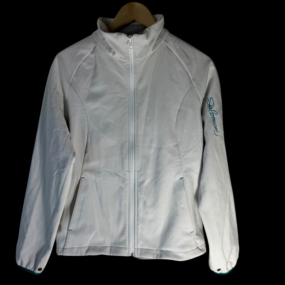 Salomon‎ ClimaPro Softshell Lightweight Full Zip Jacket White Large L 120674